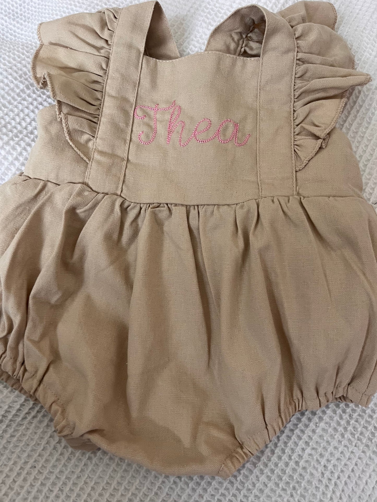 Personalised Woven Ruffle Rompers