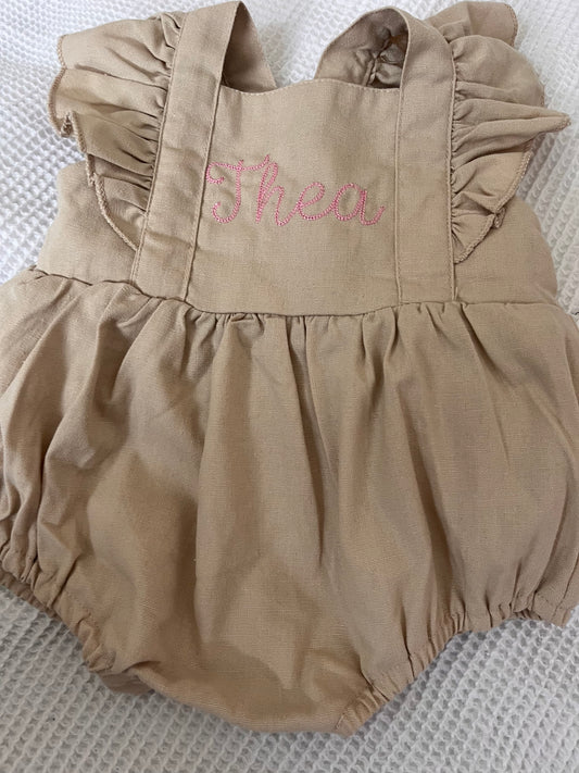 Personalised Woven Ruffle Rompers