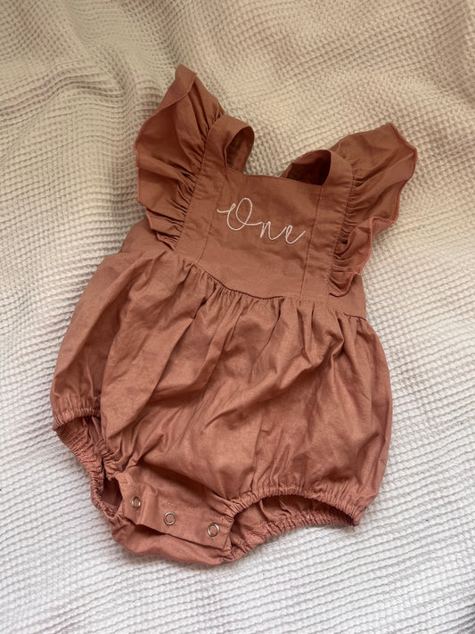 Personalised Woven Ruffle Rompers