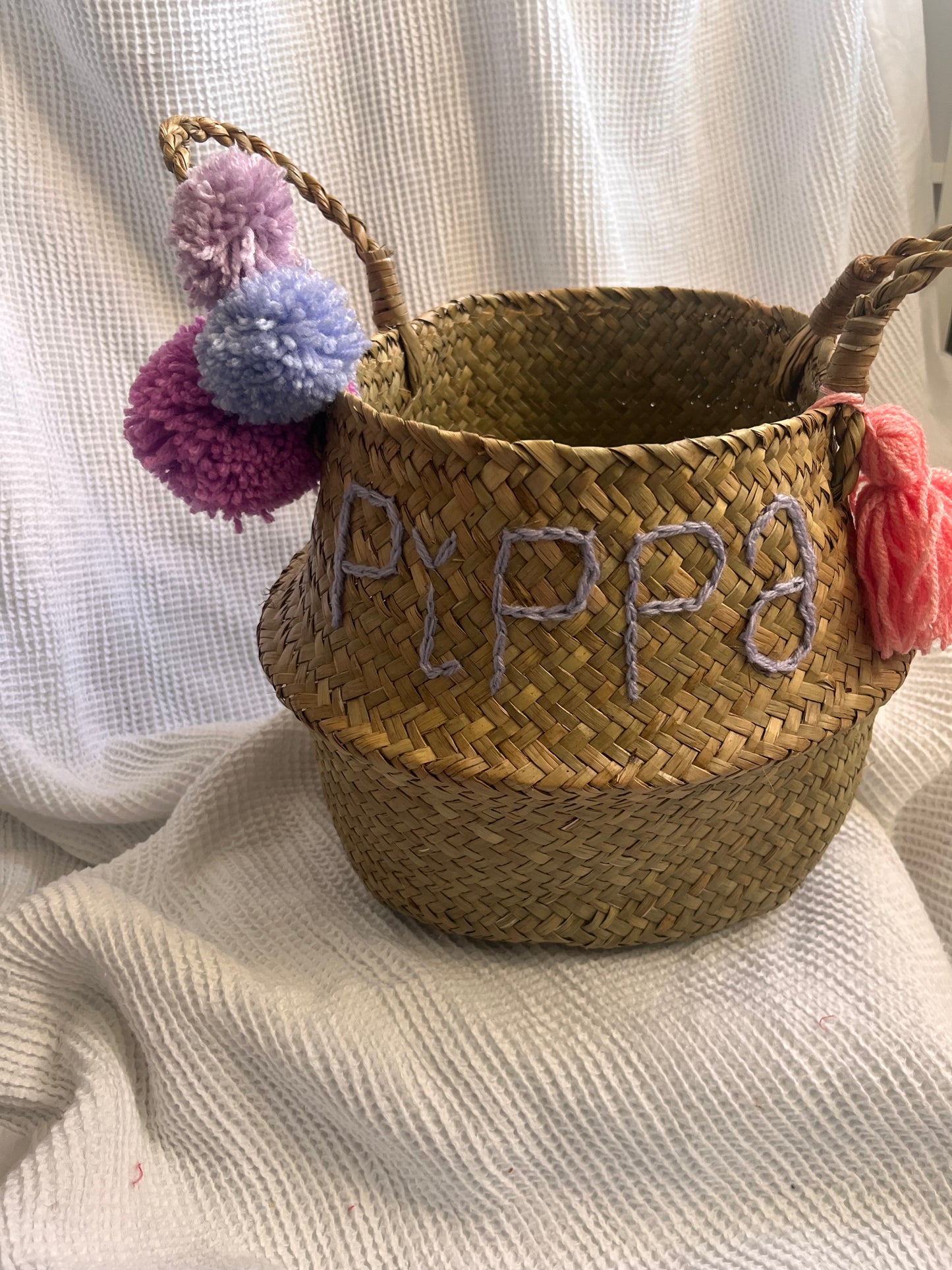 Embroidered Woven Basket