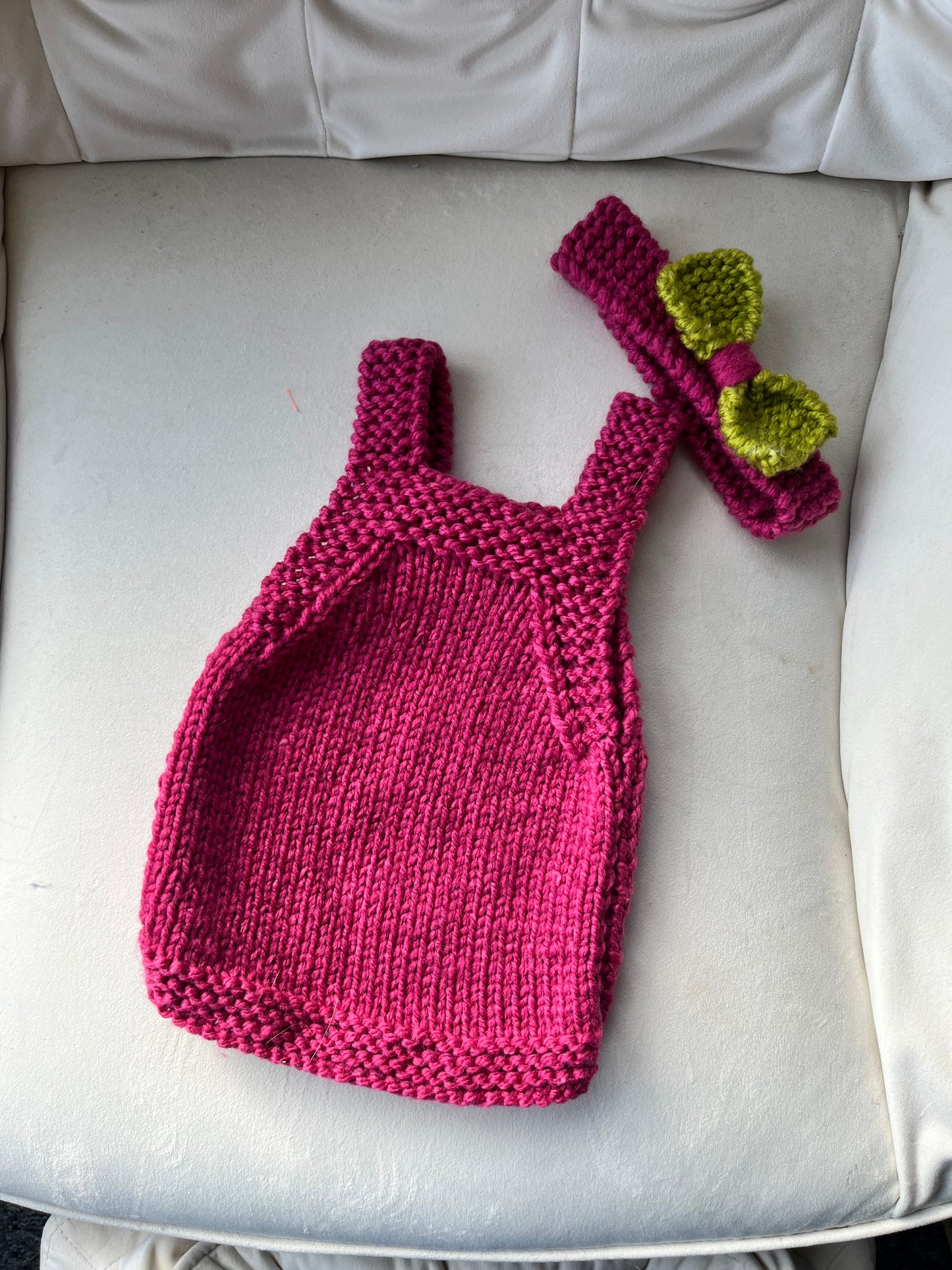 0-3 Months Hand Knitted Pinafore