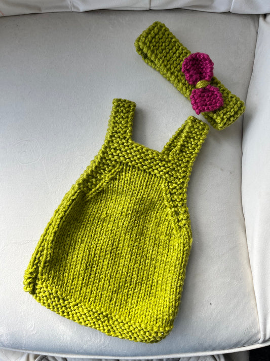 0-3 Months Hand Knitted Pinafore